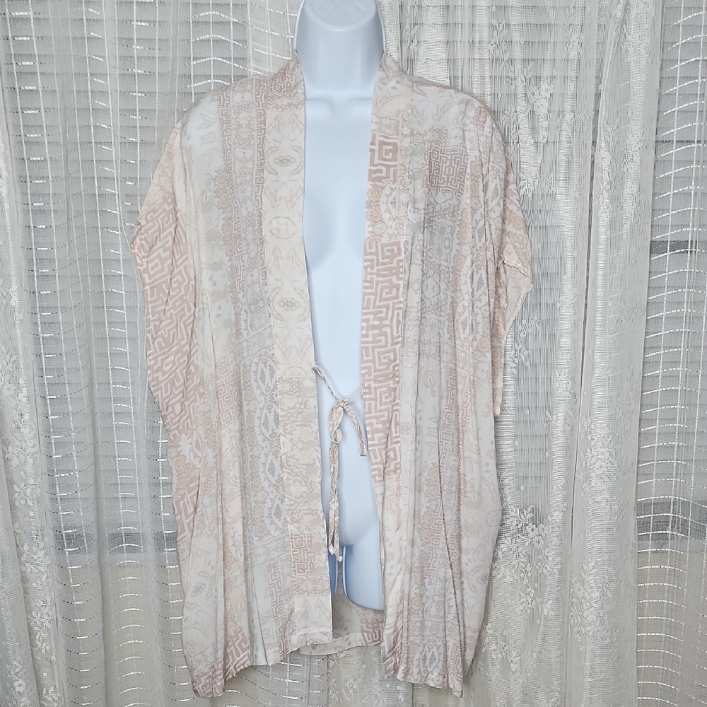 Victoria's Secret Flowy Bohemian Kimono Cardigan W/ Tie Closure Blush Pink OSFA